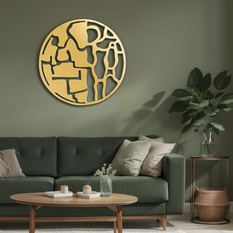 Décoration murale abstraite abstraite moderne, H 36 po x l 36 po x P 0,05 po, Or