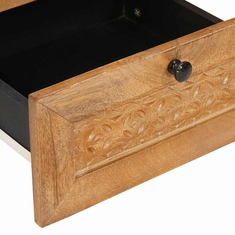 40cm W Solid Wood Bedside Table, Light Brown