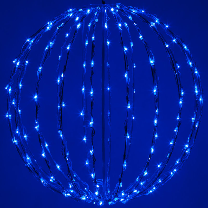 Fold-Flat LED Metal Lighted Outdoor Decoration, 20" H x 20" W x 20" D, Blue