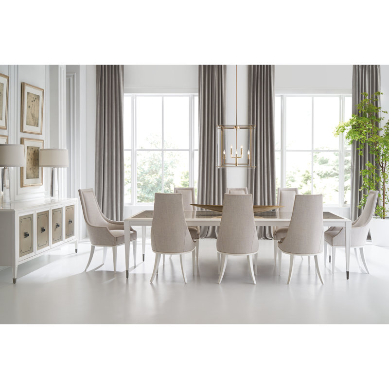 Solid Wood and Glass Extendable Dining Table