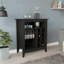 Armoire de bar Essential, une tablette ouverte, six supports à vin intégrés, un tiroir - noir