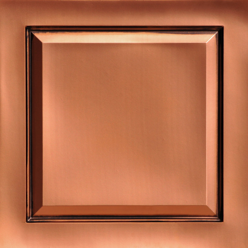 Raised Panel 24'' L Smooth PVC Drop-In Ceiling Tile, 24" L x 24" W, Antique Brass