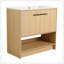 Meuble-lavabo polyvalent avec lavabo en céramique, 2 portes à fermeture douce, meuble-lavabo autoportant, contreplaqué-1177080952-1177080956