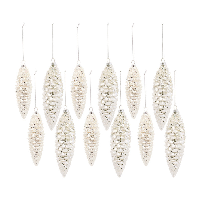 Ensemble d'ornement 12 pièces 12 pièces, Blanc, H 5 po x l 5 po x P 5 po