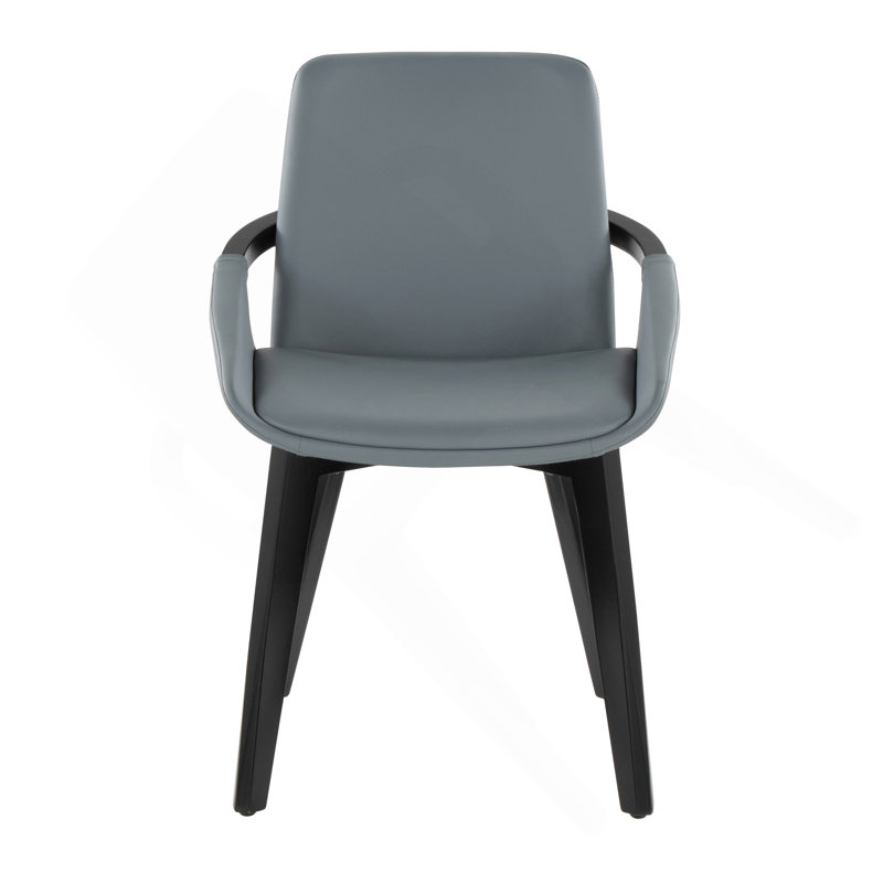 Chaise en bambou et similicuir, Gris