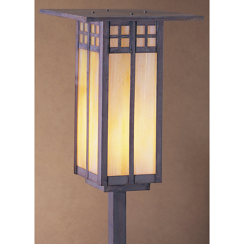 Éclairage de sentier 1 lumière Glasgow, Or blanc irisé, Mission brun, H 17,38 po x l 6 po
