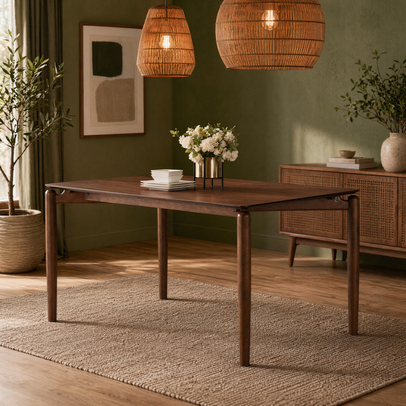 Solid Wood Base Dining Table, Walnut