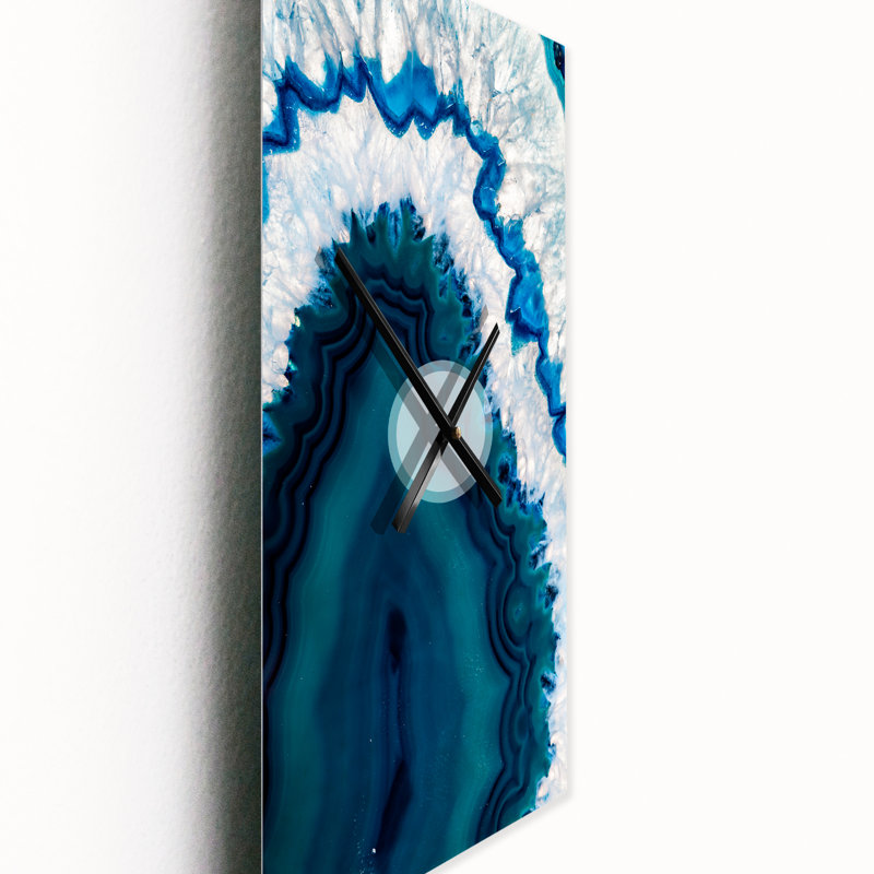 Blue Brazilian Geode - Modern Wall Clock, Small