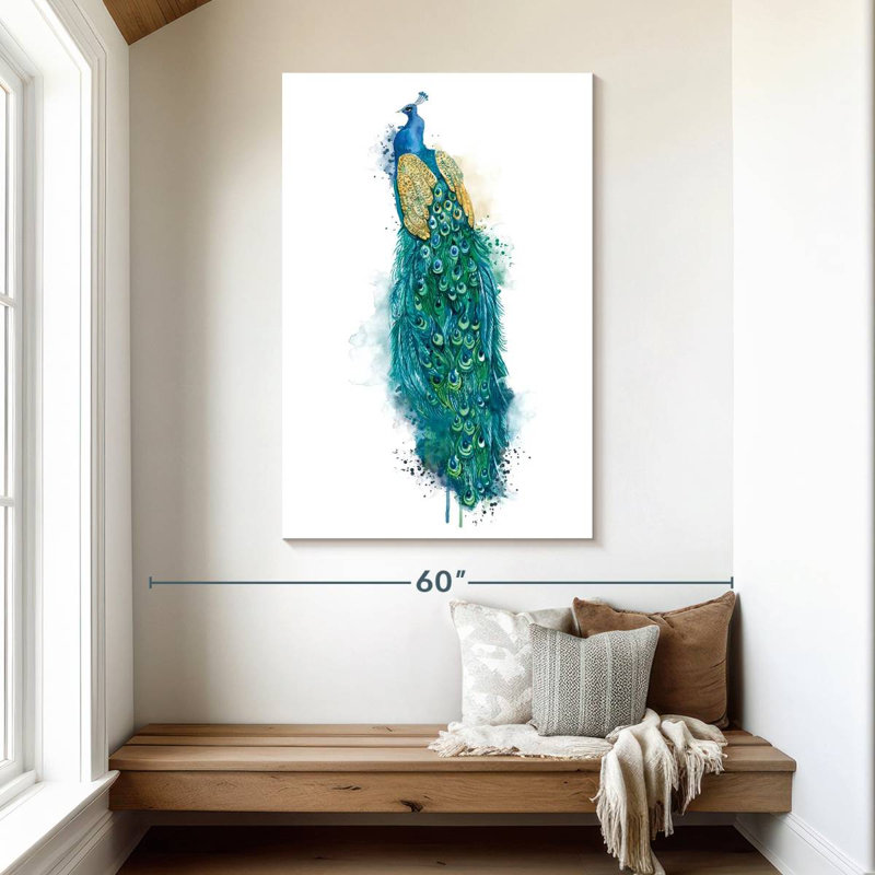 Éclaboussure de paon bleu Brampt, H 48 po x l 32 po
