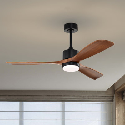 Ventilateur de plafond en bois massif et métal avec éclairage à DEL Tariq