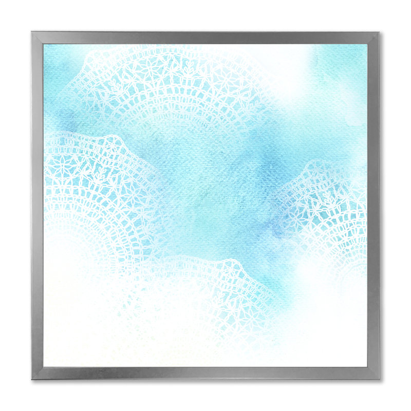 «White Lace On Light Blue», reproduction d'art moderne sur toile, Cadre photo argenté, H 30 po x l 30 po