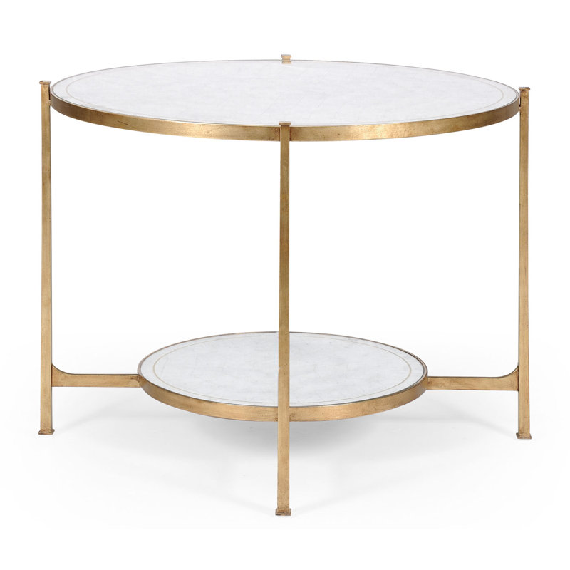 Luxe Round Glass Dining Table, Gilded Iron
