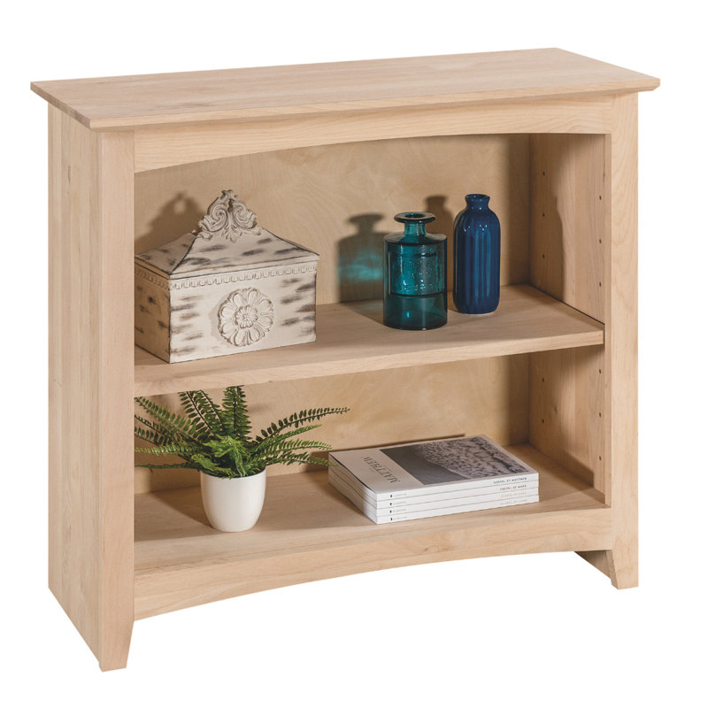 Malani 36" H Solid Wood Classic Bookcase, (2 Shelves) 29"H x 31.75"W x 12.875"D, Unfinished