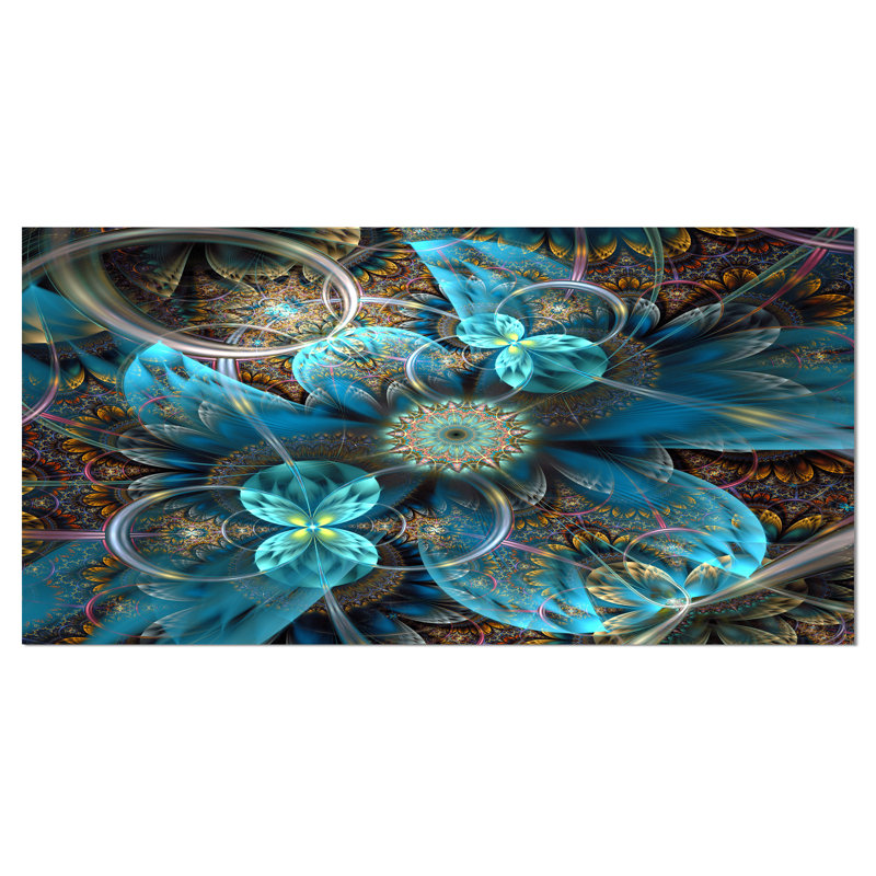 «Fractal Blue Flowers», reproduction d'art sur toile, H 16 po x l 32 po x P 1 po, Toile tendue