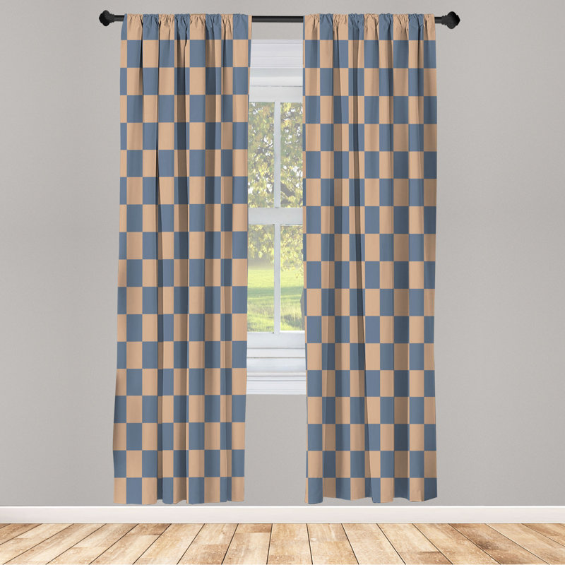 Microfiber Floral Semi-Sheer Rod Pocket Curtain Panels, 28" W x 63" L, Tan/Charcoal