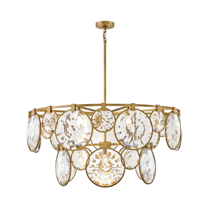 Nala 15 - Light Crystal Tiered Chandelier, Heritage Brass