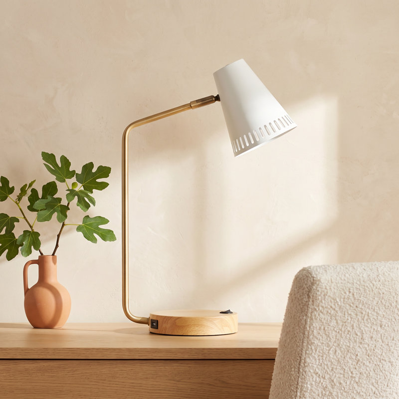 Iago Metal USB Desk Lamp, White
