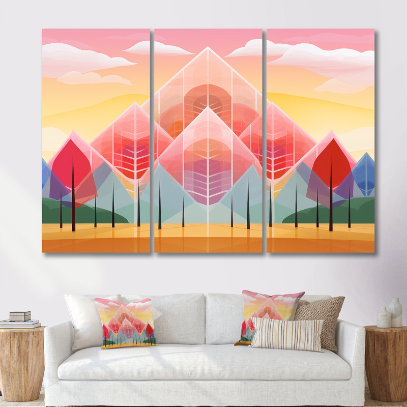 Tetbury - ensemble de reproductions d'art mural paysage abstrait, Toile tendue, H 40 po x l 60 po x P 1 po
