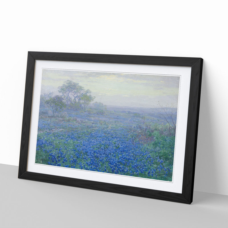 Bluebonnet Flowers Vol.1 by Julian Onderdonk - Picture Frame Painting, Black Framed, 48cm H x 65cm W x 2cm D