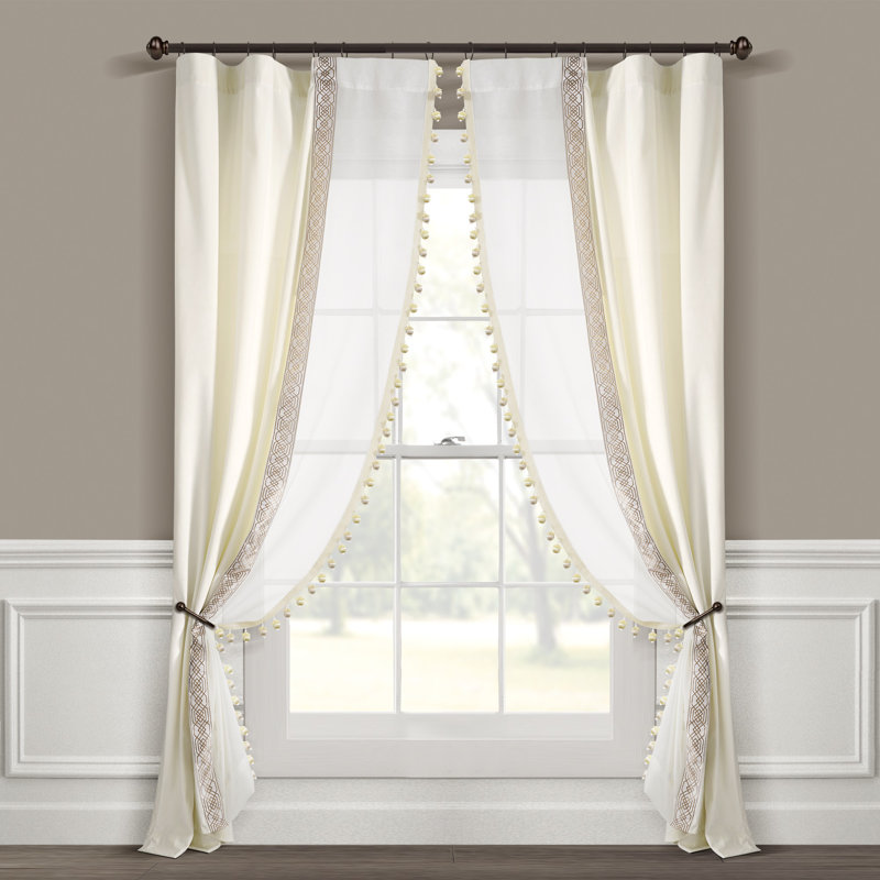 Sheer Curtain Single Panel, Ivory