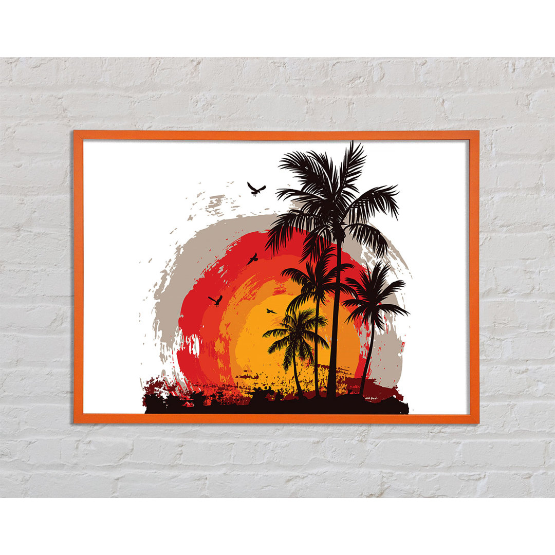 Gerahmtes Bild Impressionist Palm Tree Sun