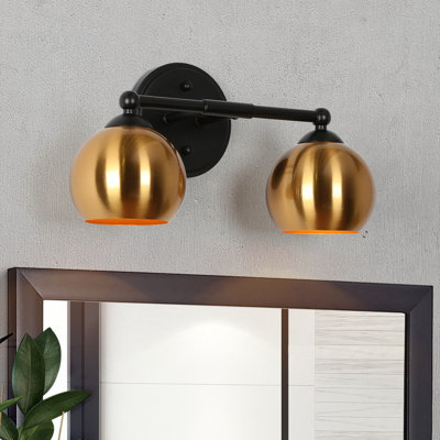 Éclairage de salle de bain moderne à 2 lumières à intensité variable noir / laiton Christobal