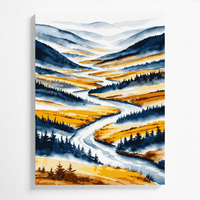 Aquarelle, paysage, 62, toile beige