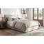 Cadre de lit plateforme capitonné moderne pour lit queen size, recouvert de lin synthétique bicolore, tête de lit avec coutures de biscuits haut de gamme.-1699228902