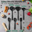 Ensemble de 6 ustensiles de cuisine en silicone noir, compatibles avec les poêles antiadhésives, non toxiques et lavables au lave-vaisselle.