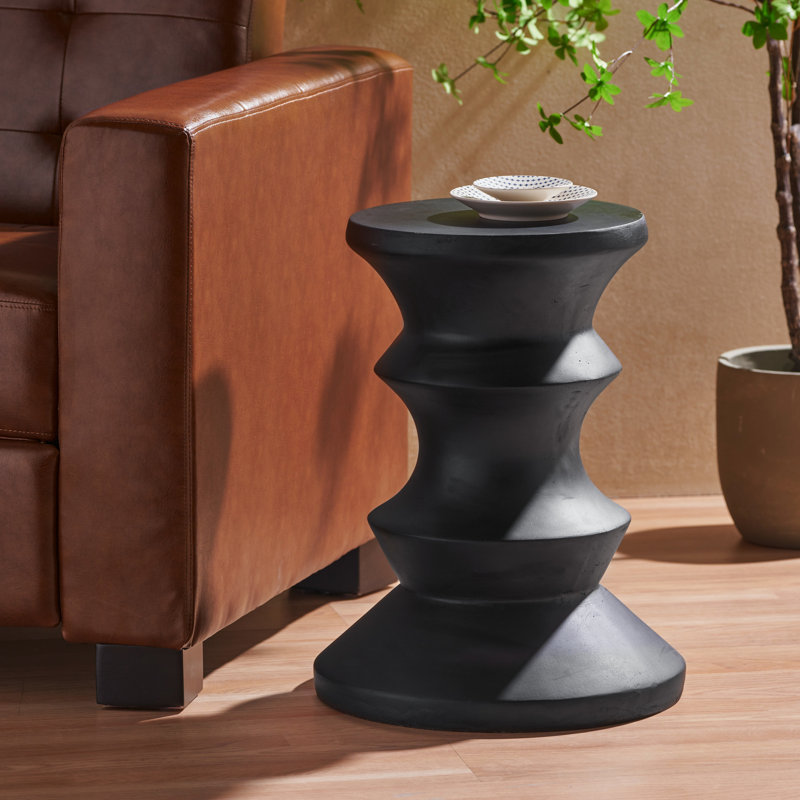 Table d'appoint légère en béton de 19,45 po de hauteur, 16,05 po x 16,05 po, fabriquée à la main, sans assemblage pour petite salle d'eau