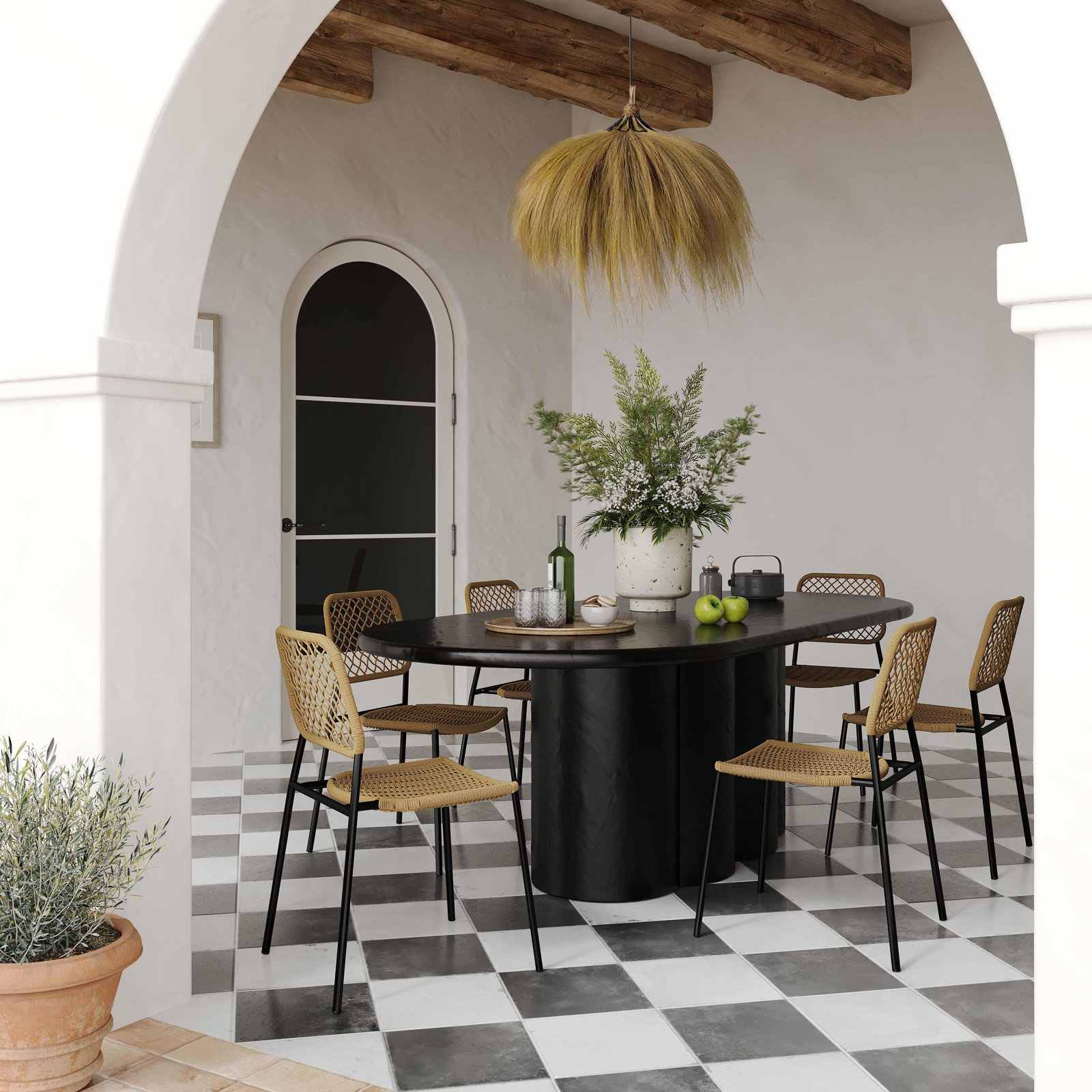 Geof 42.2'' Oval Dining Table, Black