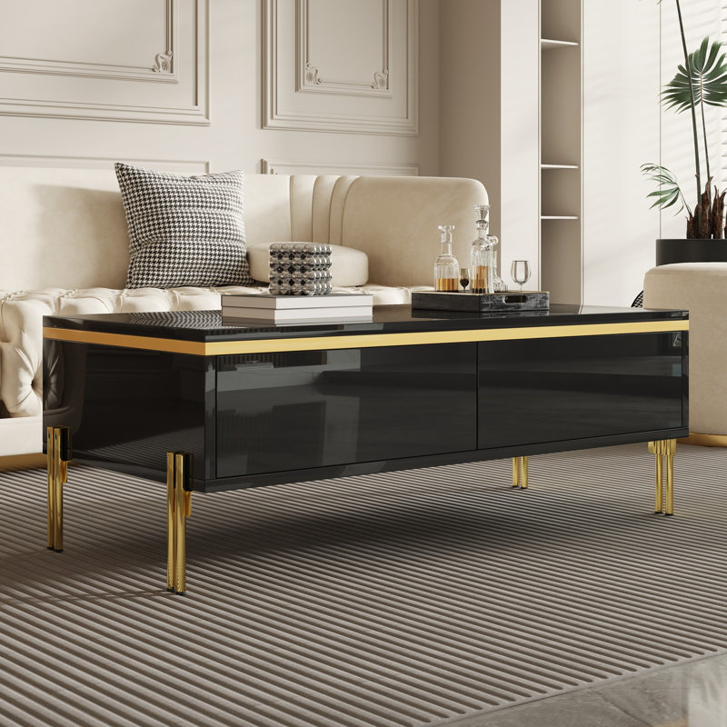Modern High-Gloss Coffee Table, Black