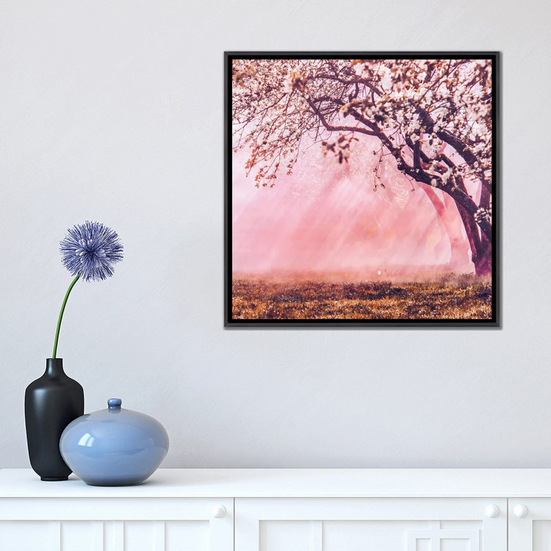 « Sunrise Blossom » par Hobopeeba-impression, H 18 po x l 18 po x 1,5 po, Pas de tapis, Toile avec cadre noir patiné