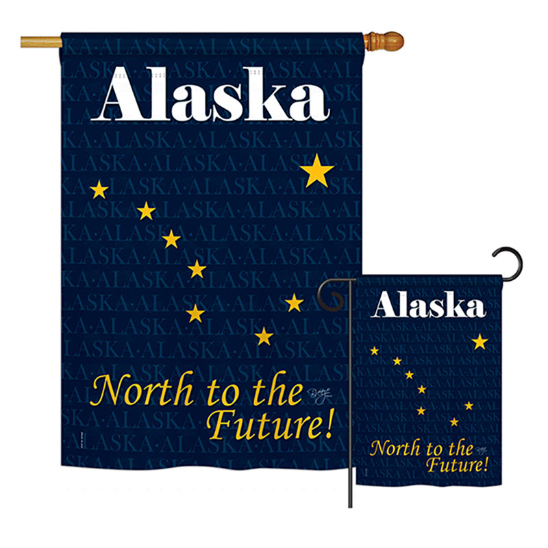 Ensemble de 2 drapeaux en polyester vertical 2 côtés alaska american statements