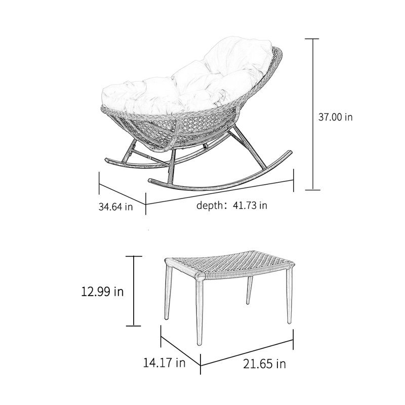 Chaise berçante Leisure, Noir / brun