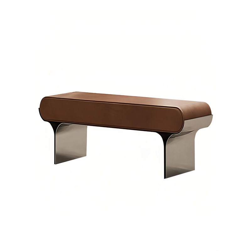 Banc rembourré en cuir de microfibre Pagas, H 17,71 po x l 47,24 po x P 15,74 po