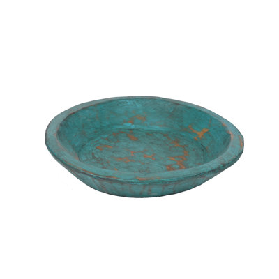 Jeremie 15" W Round Handmade Wood Decorative Bowl