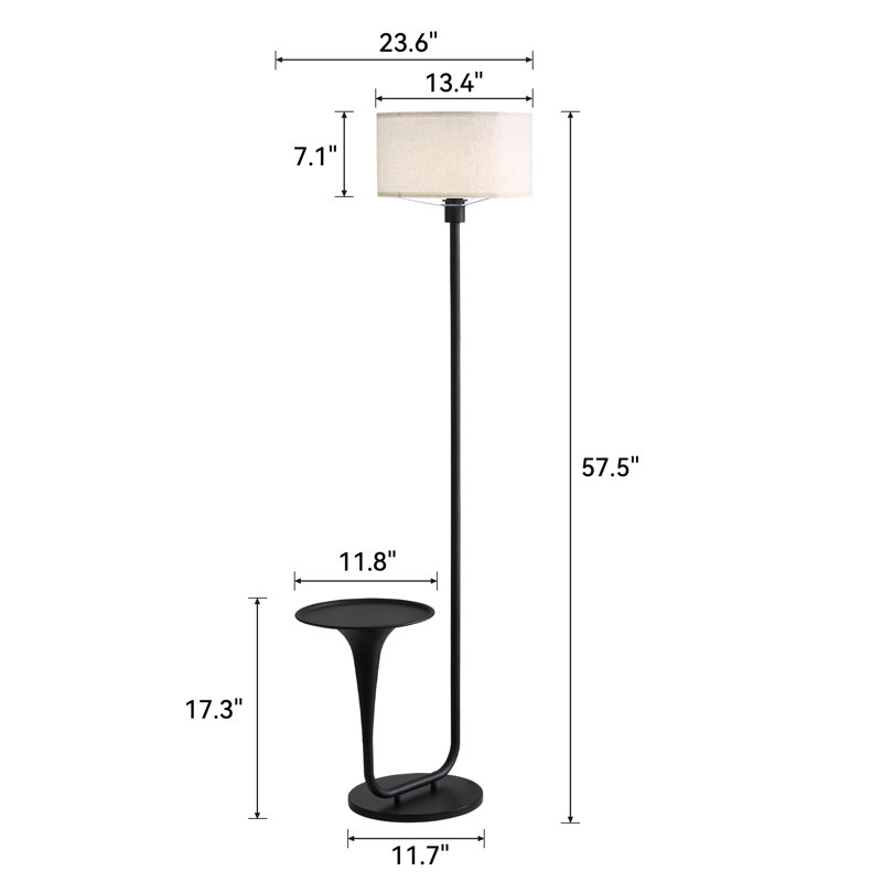 Lampe sur pied industrielle 57,5 "avec plateau intégré 57,5"