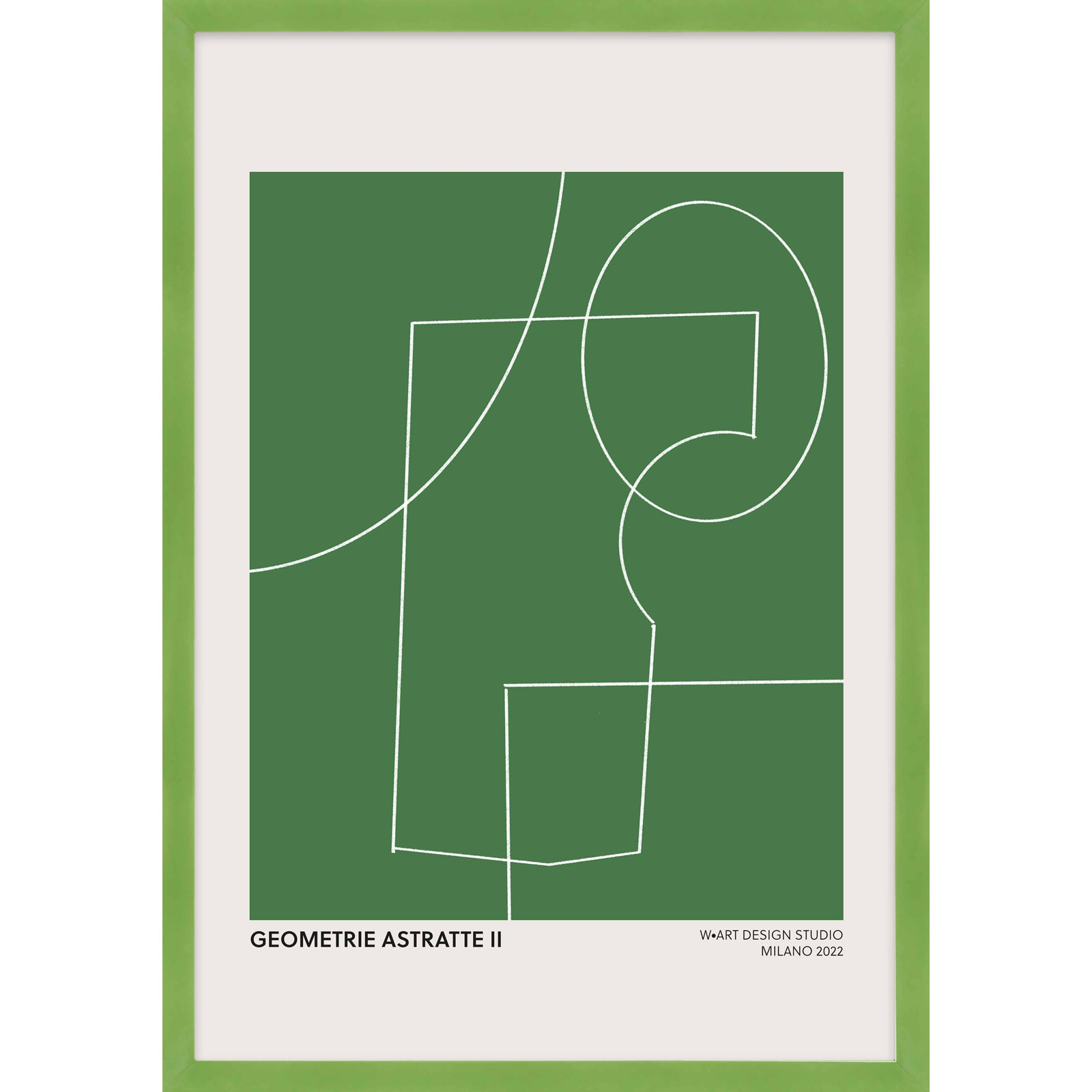 Caila "Geometric Abstraction in Green" Print, 38" H x 26.5" W x 1.25" D, Lime Green