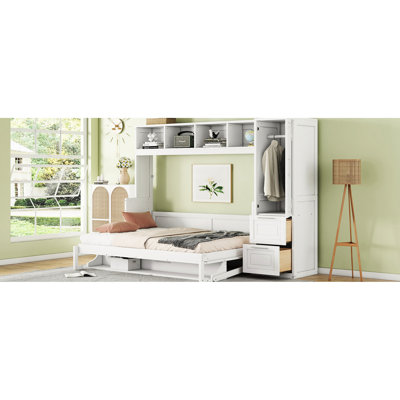 Lit Space avec choix de garde-robe - tiroirs de rangement blancs