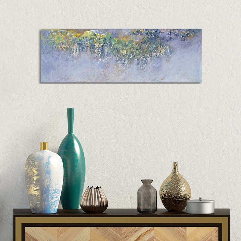 Wisteria, 1919-20 by Claude Monet - Panoramic Painting on Canvas, No Frame, 30.48 cm H x 91.44 cm W x 1.91 cm D