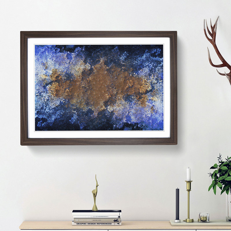 Utopia of Life in Abstract - Picture Frame Painting Print, 48cm H x 65cm W x 2cm D, Walnut Framed