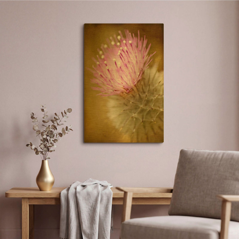 « Fleur de chardon » de Jessica Rogers, tableau mural en métal doré, 40,6 x 61 cm, 16 po x 24 po