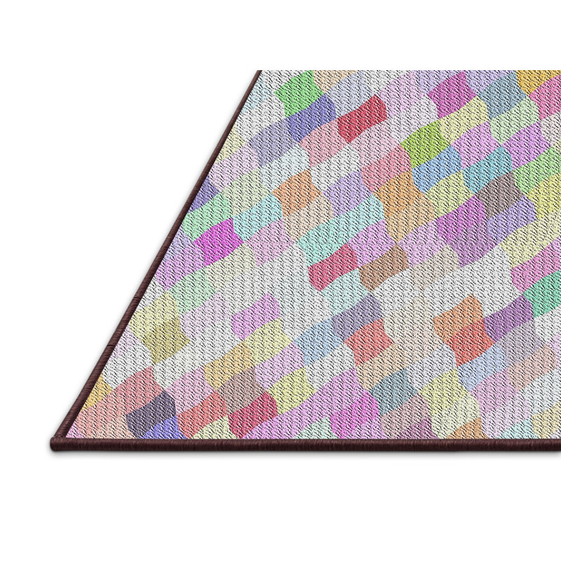 Tapis décoratif rose à motif géométrique rose, Rectangle 7 pi x 10 pi