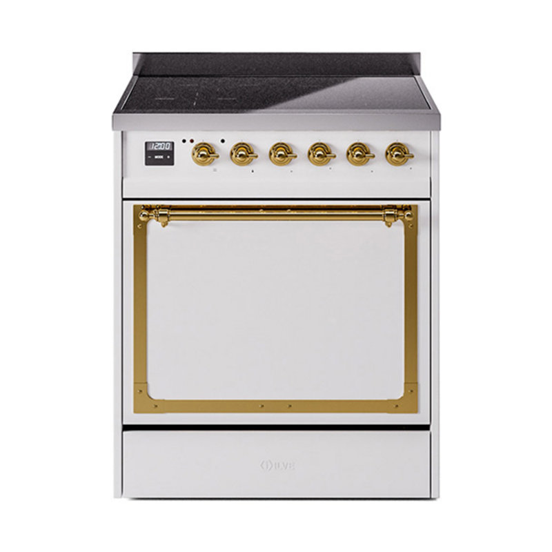 ILVE Nostalgie II Noblesse 30 in Induction Range, White/Brass