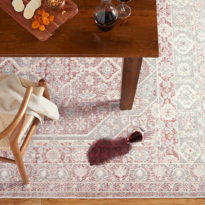 Brown and Grey Medallion Washable Polyester Area Rug