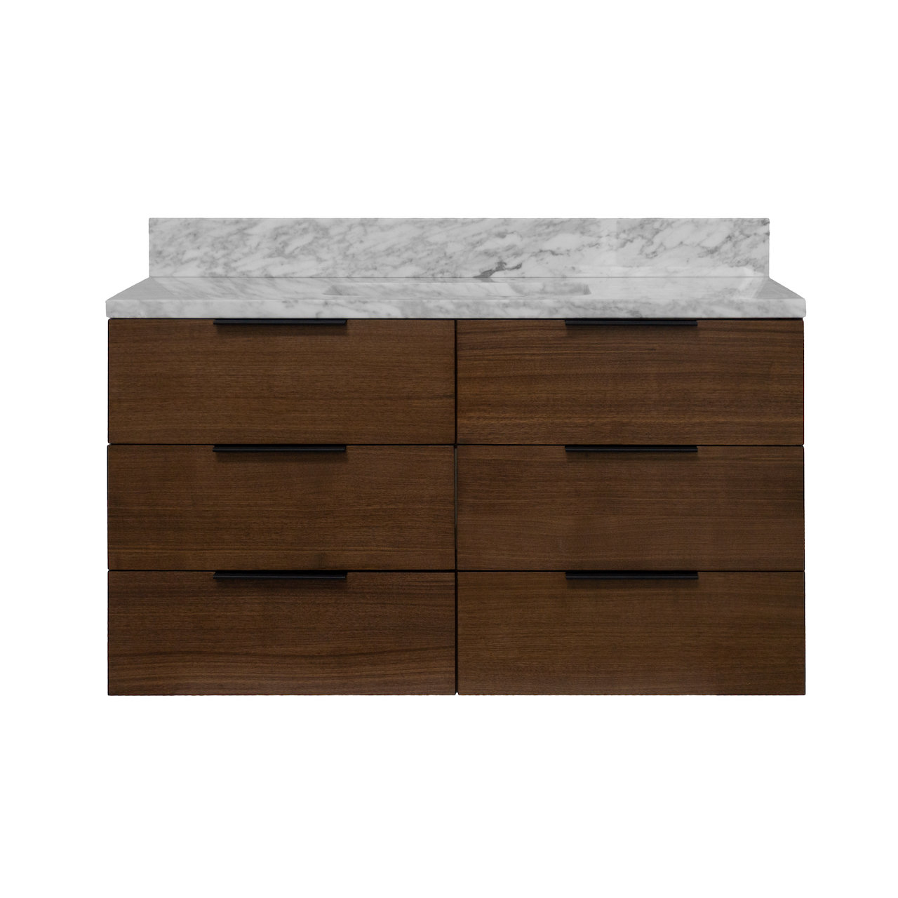 Mitchell 42" Carrara Marble Single Bathroom Vanity, Walnut, Carrara Marble