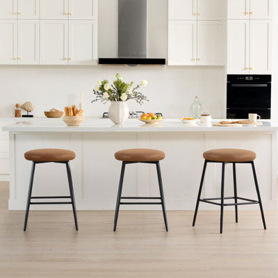 Swivel Upholstered Counter Stool with Metal Frame