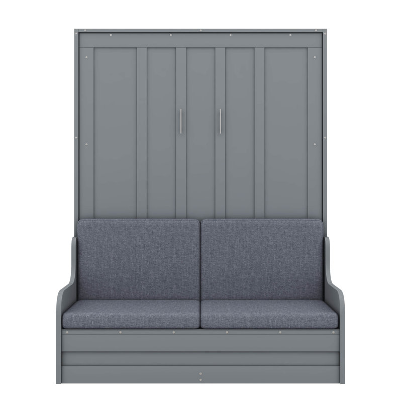 Grand lit escamotable avec canapé et coussin Soloma, Gris