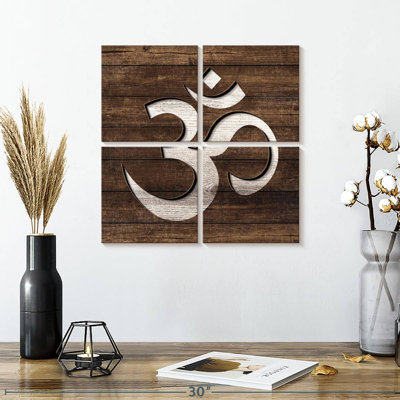 «Buddhist Symbols Spiritual Om I» sur toile, reproduction de 4 pièces